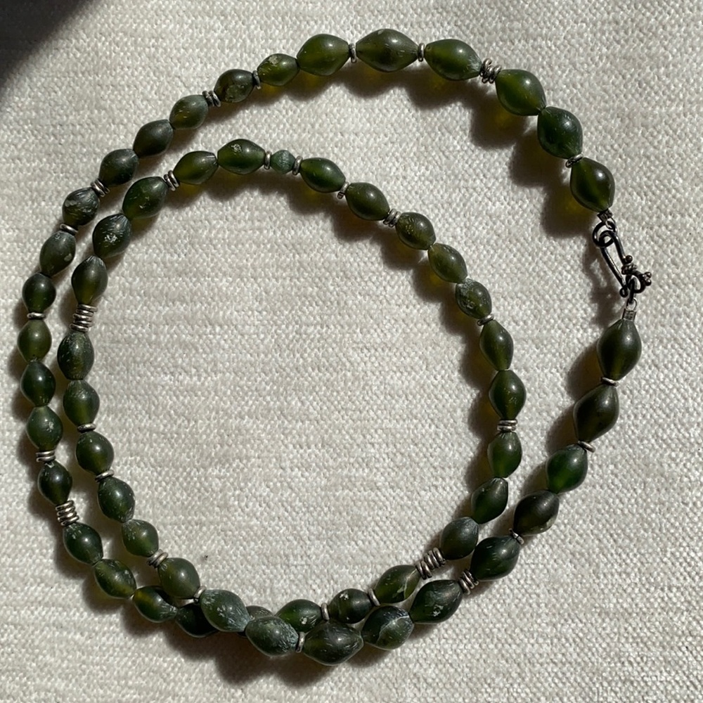 Jade and silver necklace